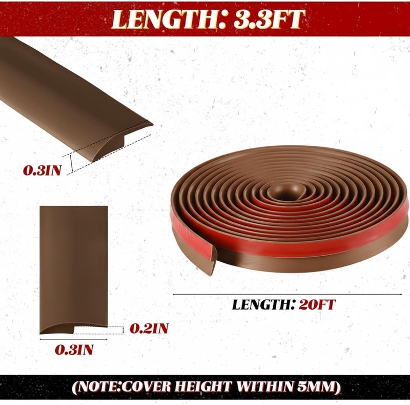 Joyfolk 20ft Carpet Floor Transition Strips, Self-Adhesive Carpet to Tile Transition Edge Triings for Doors/Wood Floors, Coverage Height up to 5mm(Dark Brown) - Image 2